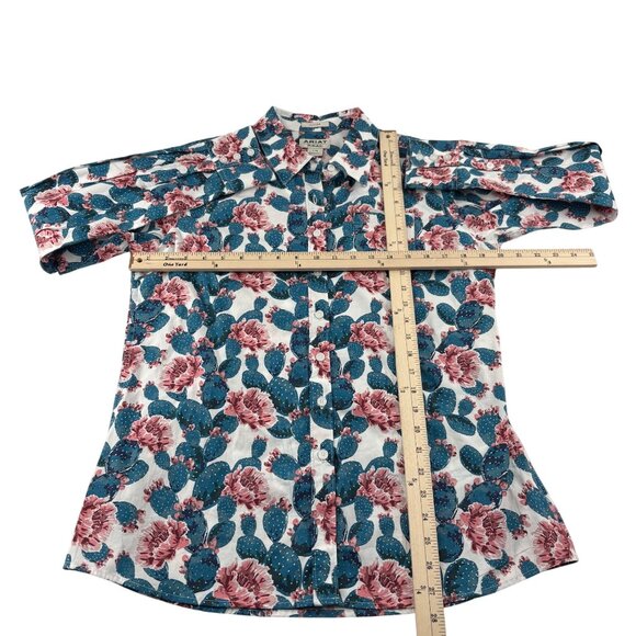Ariat Women's Floral & Cactus Button-Down Shirt Long Sleeve size Large - Picture 4 of 6